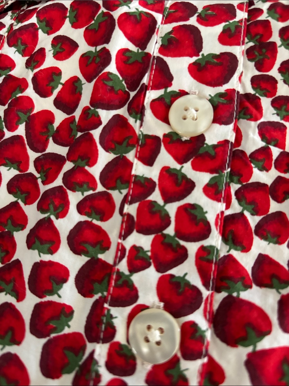 new w/ tag Crewcuts White Button-Up Shirt with Red & Green Strawberry Print - Picture 4 of 5